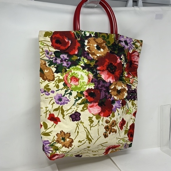Vintage 1960’s Floral Canvas Tote Shopping Bag - Picture 4 of 13